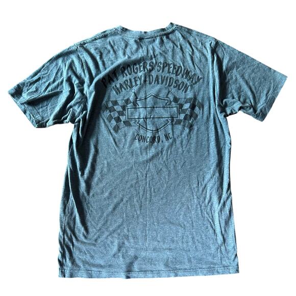 Harley Davidson Medium Tee Gray Pat Rogers Speedway Concord NC Motorcycle Shirt - Picture 2 of 5